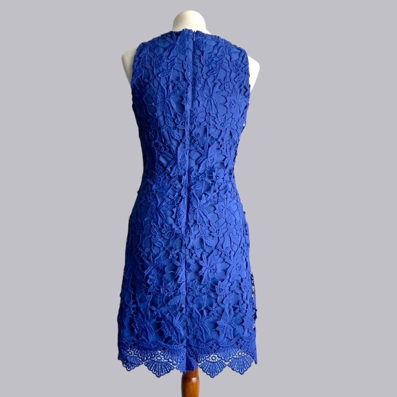 Ralph Lauren Cobalt Blue Floral Overlay Lined Dress Size 4 - Picture 8 of 16